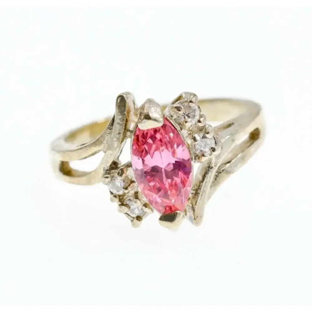 925 Sterling Silver Pink & White CZ Ring Size 7